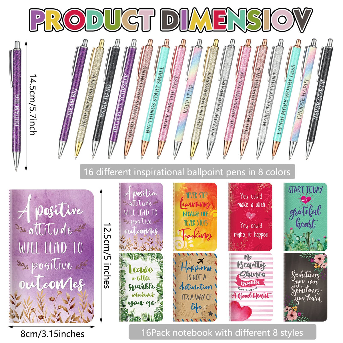 Funrous 32 Pcs Mini Notebooks with Pens Adults Party Favors, Cute