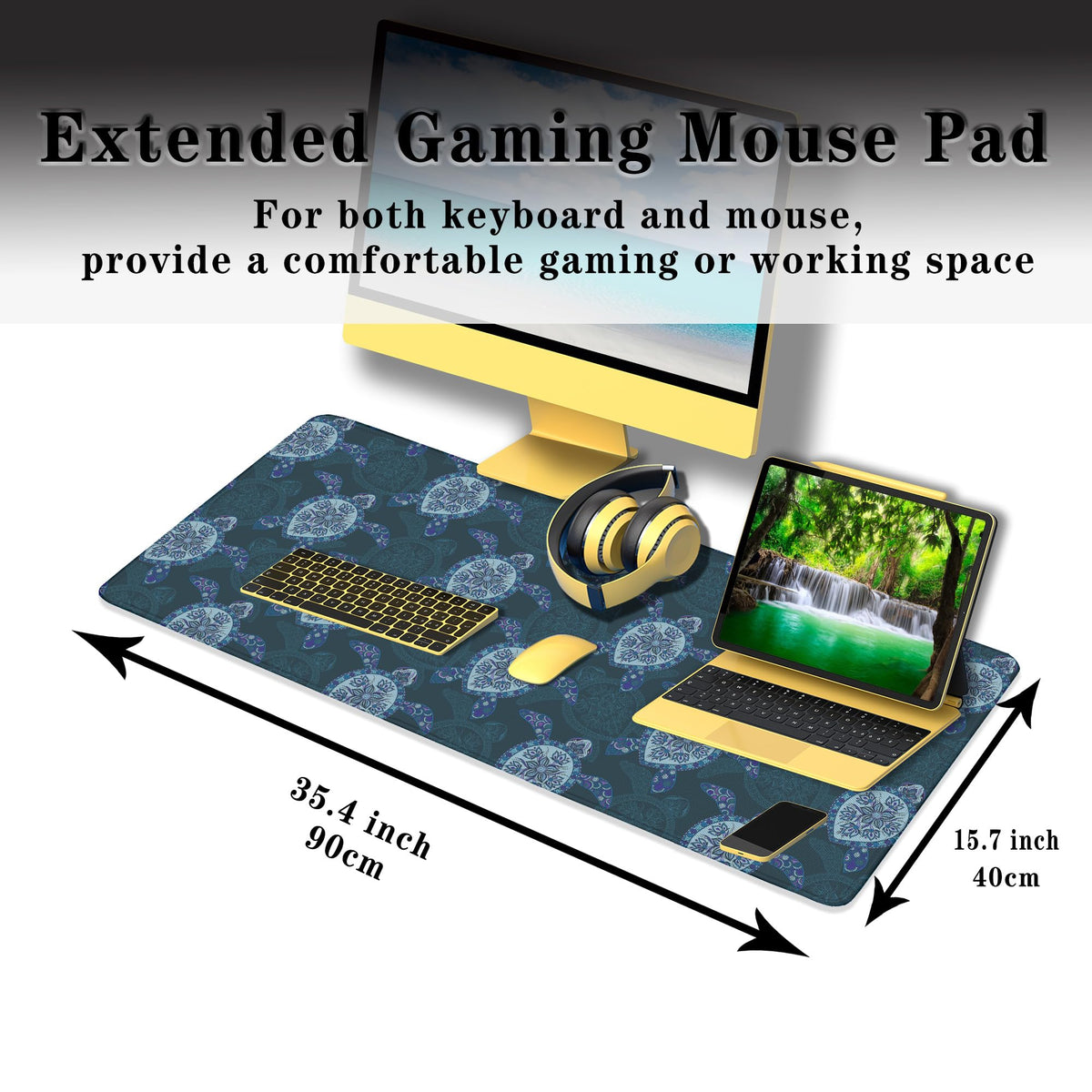 Samgula Computer Desk Mat Blue Mats, Gaming Mouse Pads Big Mouse Pad, Desk Pads Large Non-Slip