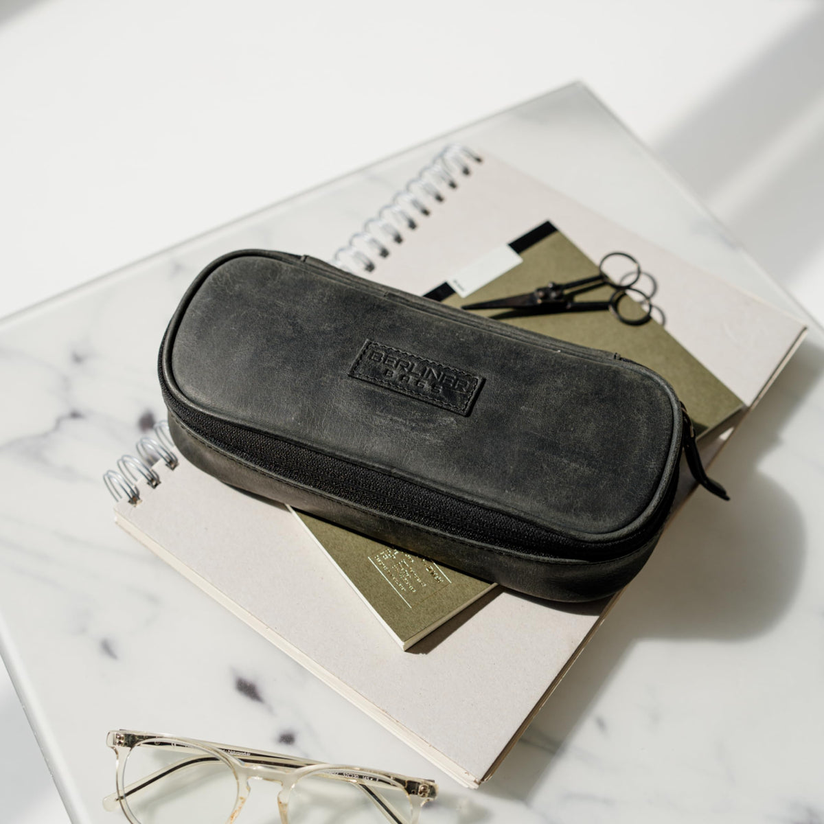 BERLINER BAGS Leather Pencil Case Felix For Men & Women - Dark Grey