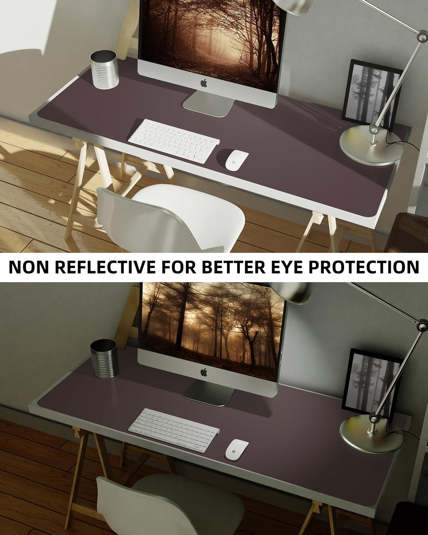 Leather Desk Pad Protector,48" x 23"Large Desk mat,Office Desk Mat, Non-Slip PU Leather Desk