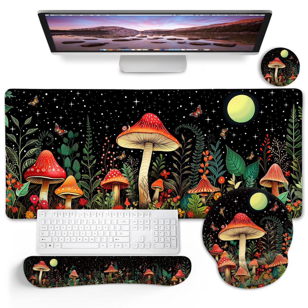 Blusabaca Mushroom Mouse Pad, Funny Cute Desk Mat Office Accessories Decor