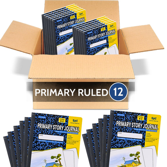 12 Pack - EPI Primary Ruled Composition Notebook Black - 200 Pages (100 Sheets), 9-3/4 x 7-½