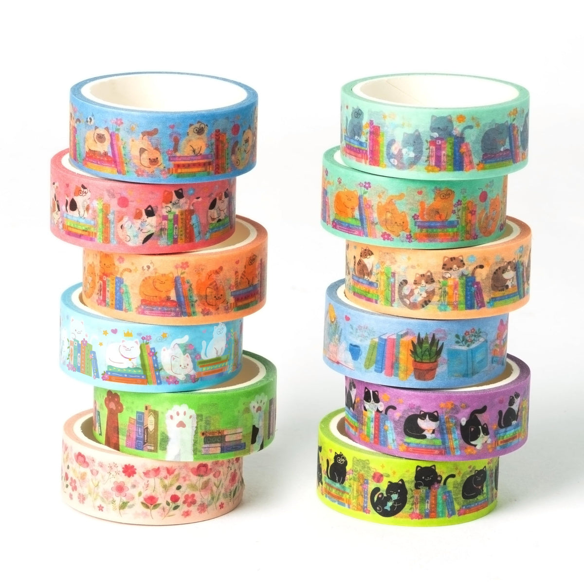 BkeeCten Cats Books Washi Tapes Supplies DIY Craft Bookish Gift Wrapping