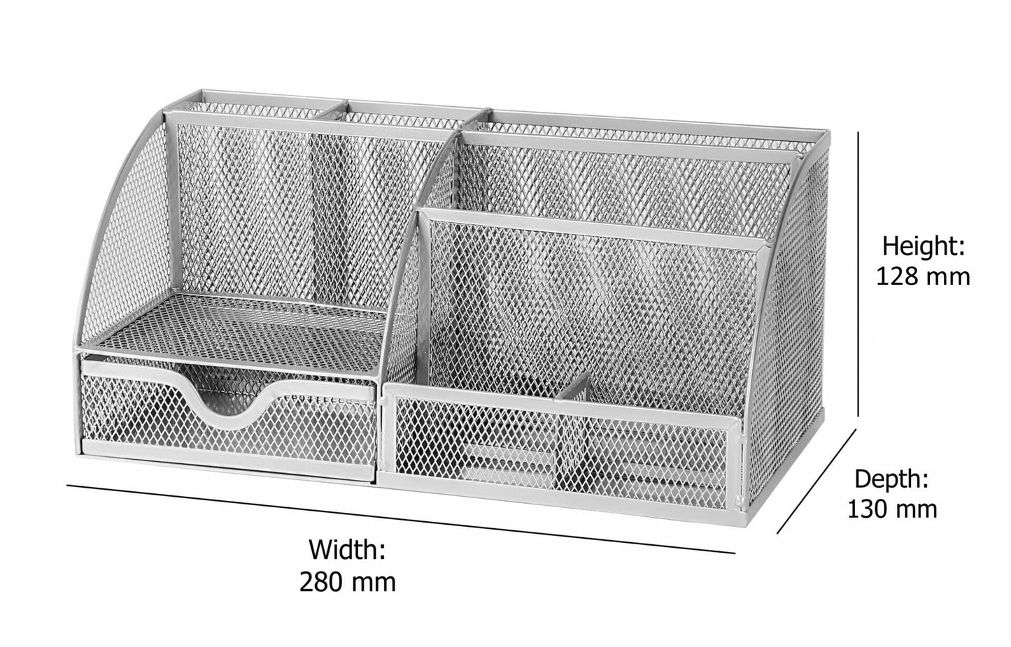 OSCO Large Wiremesh Desk Organiser - Silver