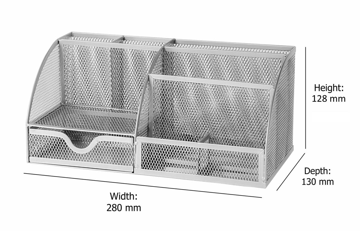 OSCO Large Wiremesh Desk Organiser - Silver