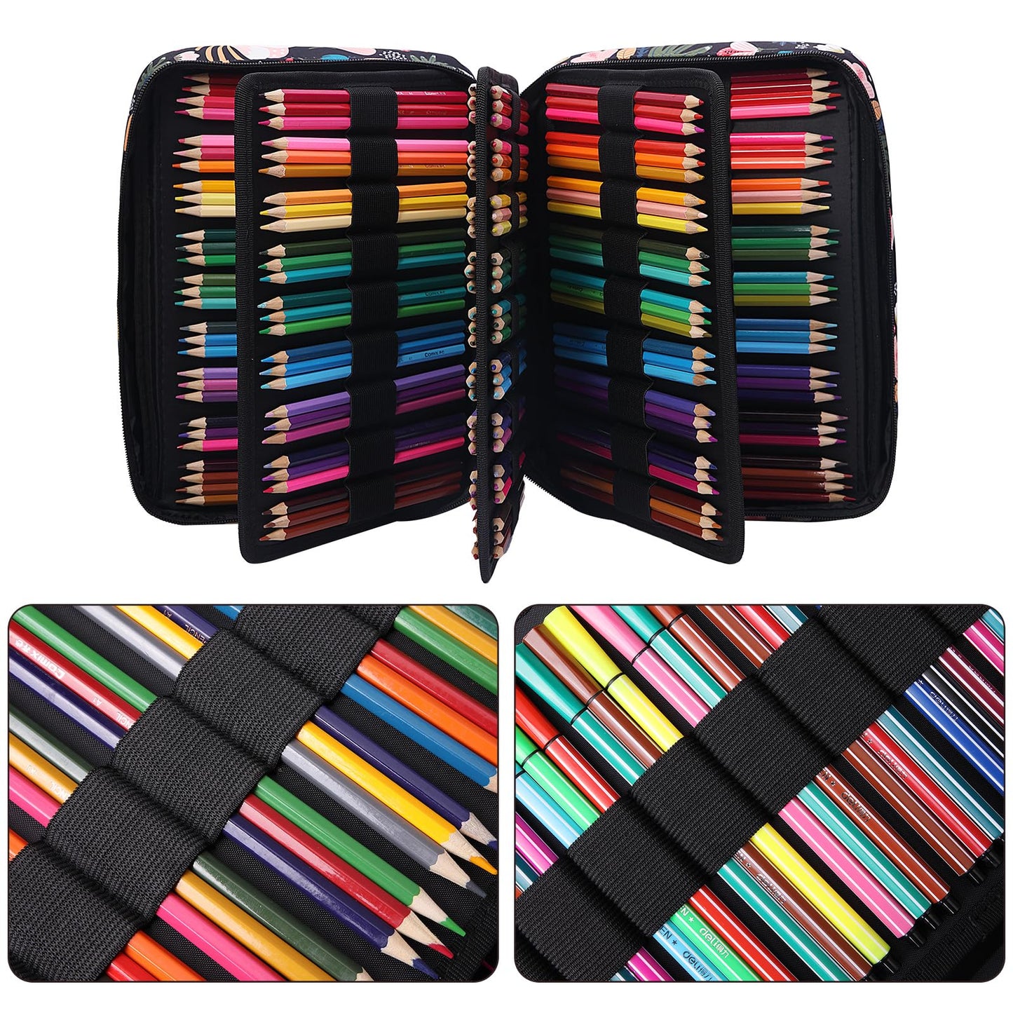 BOMKEE Colored Pencil Case 220 Slots Pencils/Gel Pens Organizer Waterproof Travel Case Zipper