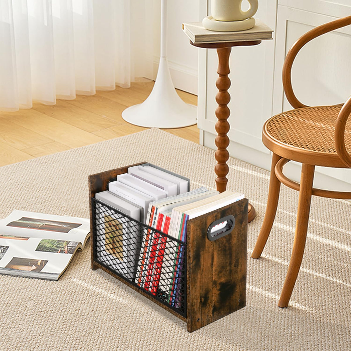 YINMIT Magazine Holder, Large Magazine Rack Floor, Book Storage Basket
