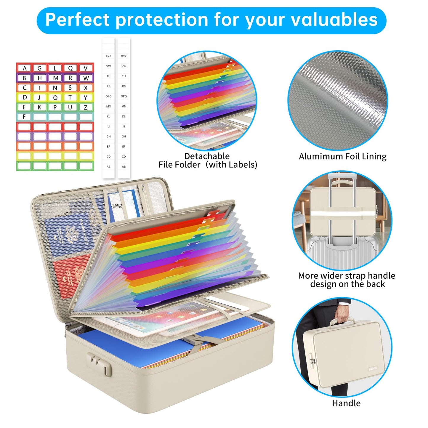 ENGPOW Fireproof File Organizer Bag with 13 Pockets Accordion File Folder