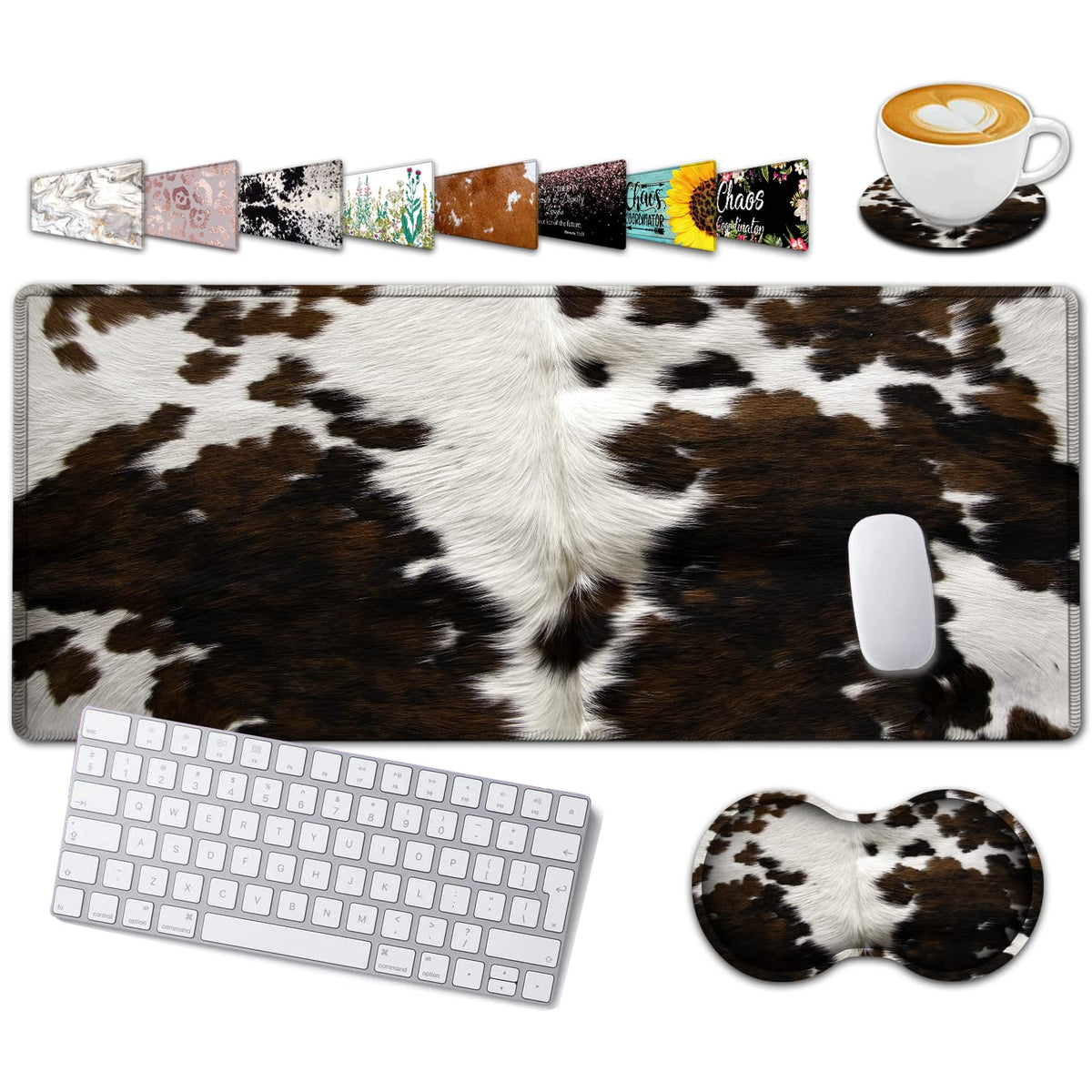 Large Gaming Mouse Pad, 31.5x11.8 in Extended Computer Mouse Mat with Non-Slip PU Base, Ergonomic