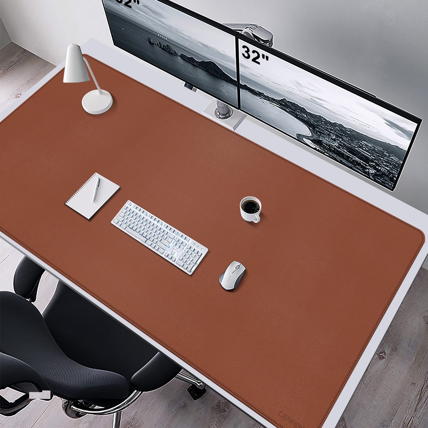 CENNBIE Leather Desk Mat,63" x 31.4" Desk Pad for Full Desk (Brown)