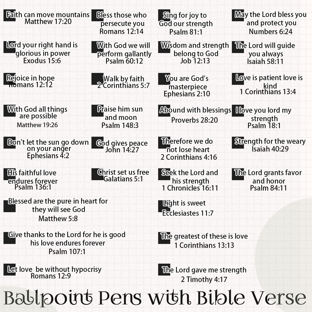 Geosar 30Pcs Christian Bible Verse Ballpoint Pen Gift Scripture, Black