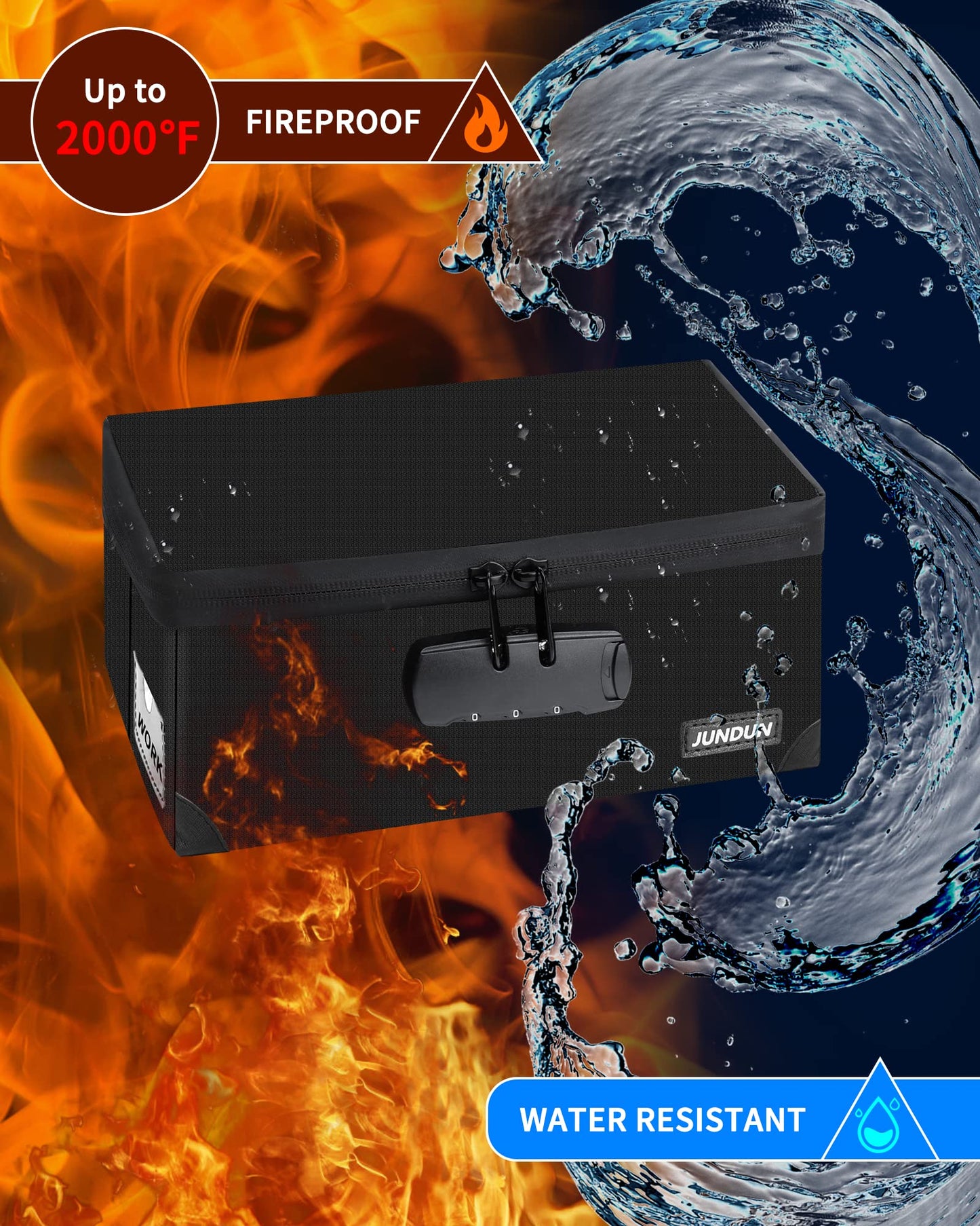 JUNDUN Fireproof Index Card Holder with Lock