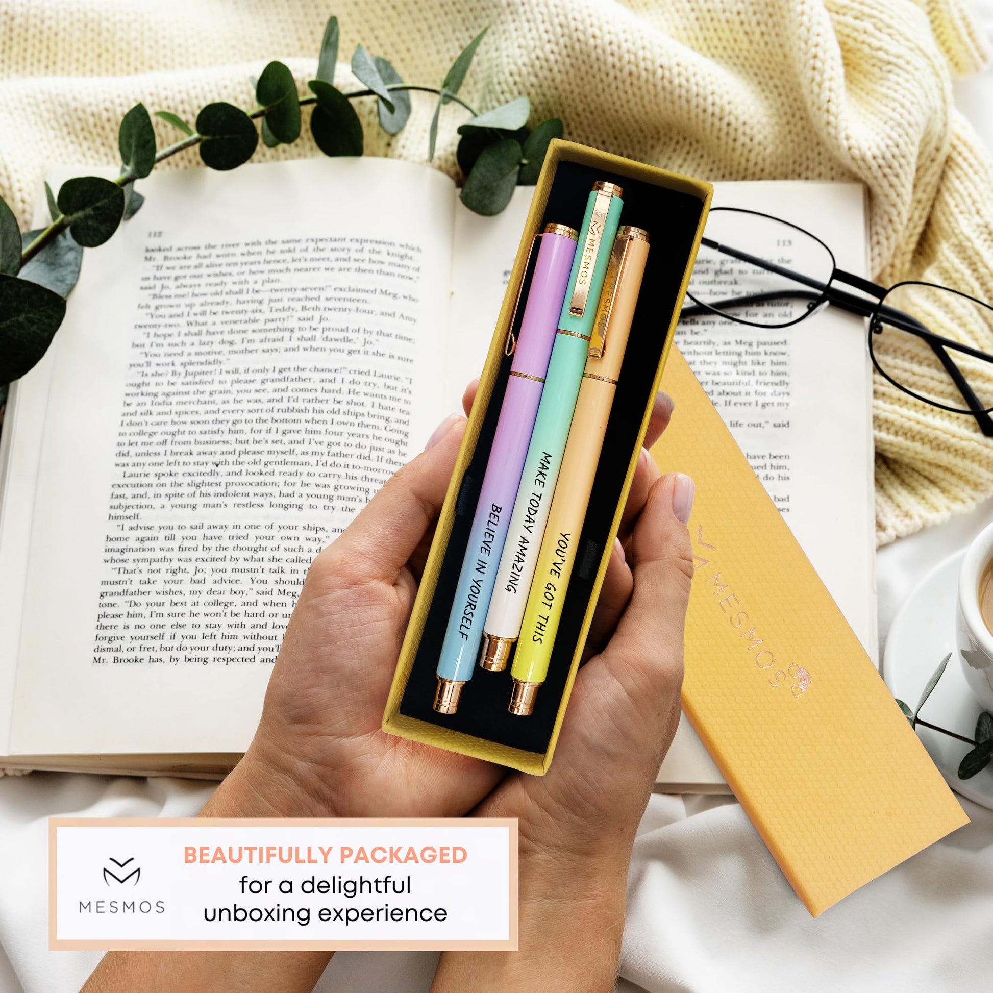 MESMOS 3pk 0.7mm Fine Point Gel Ink Pen Set, Boss Lady Inspirational Gifts for Women, Journaling