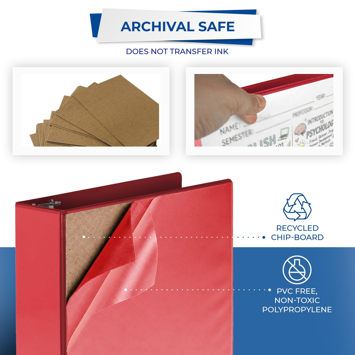 Samsill 3 Inch 3 Ring Binders, Economy Round Ring, Clear View Cover, 550 Sheet Capacity - for