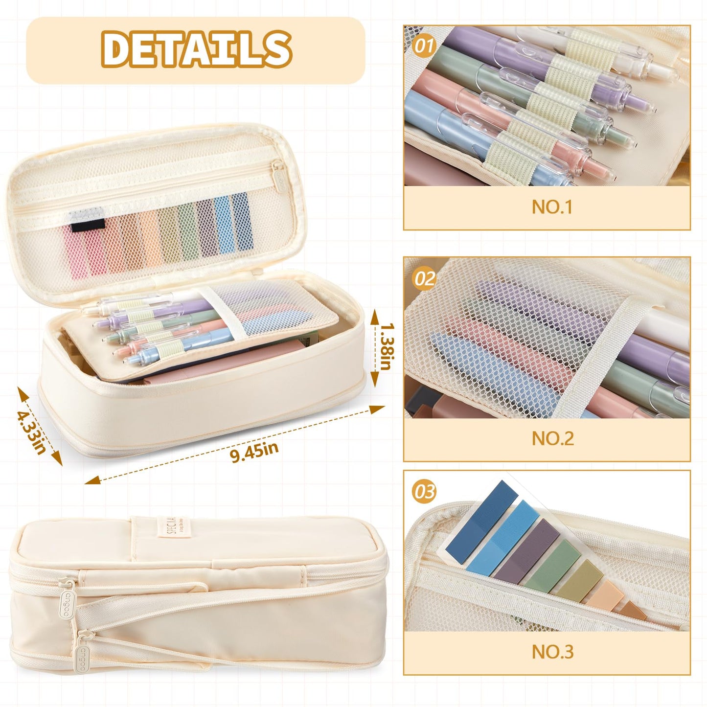 Jutom 39 Pcs Aesthetic Book Annotation Kit,Cream,Cute Style