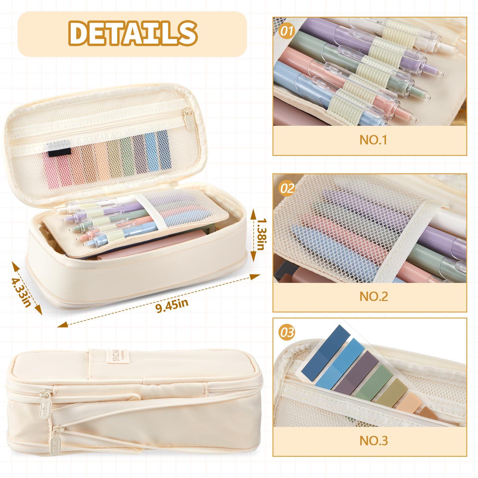 Jutom 39 Pcs Aesthetic Book Annotation Kit,Cream,Cute Style