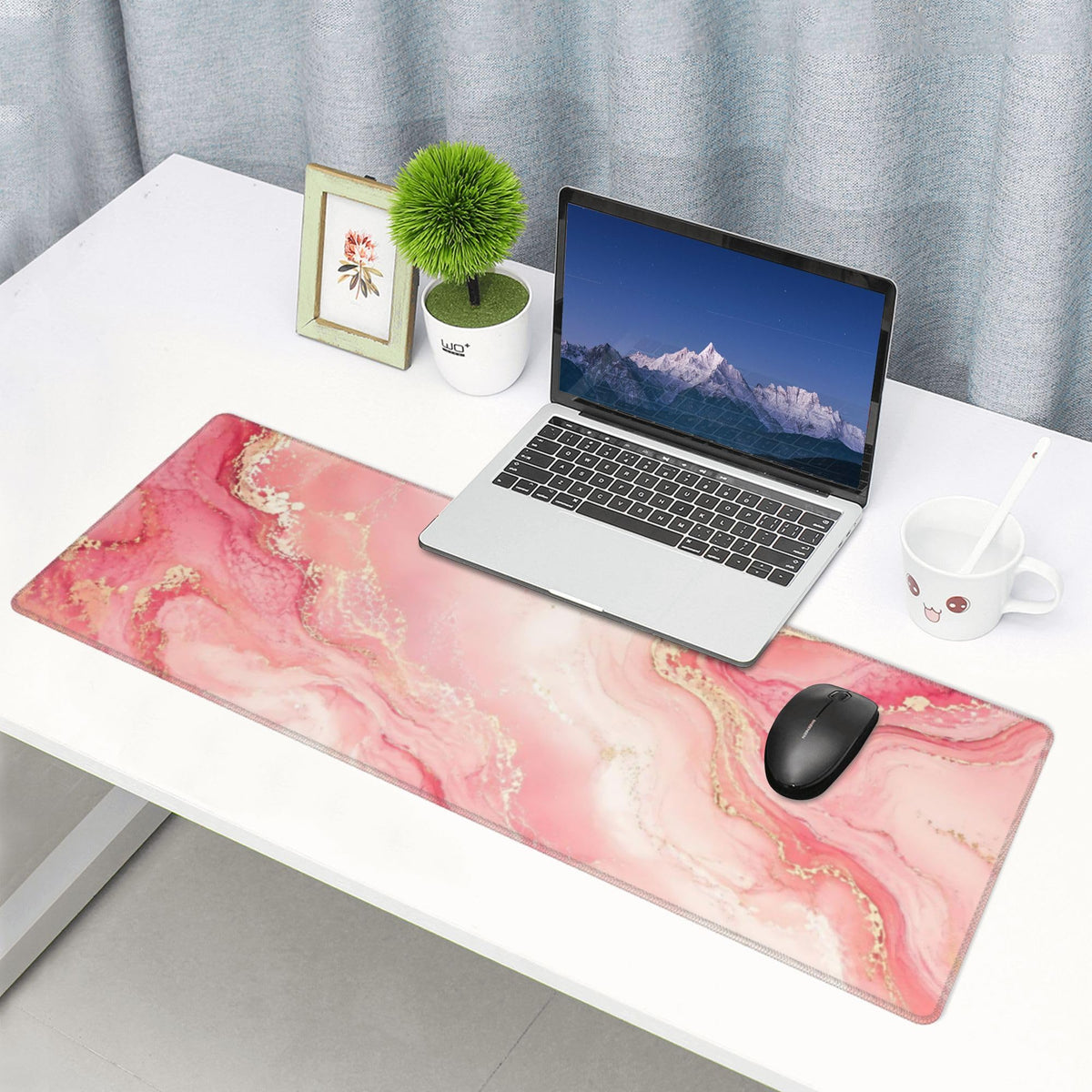 Pink Gold Marble Mouse Pad XL Large Mousepad Non Slip Rubber Base Desk Mat for Laptop Computer