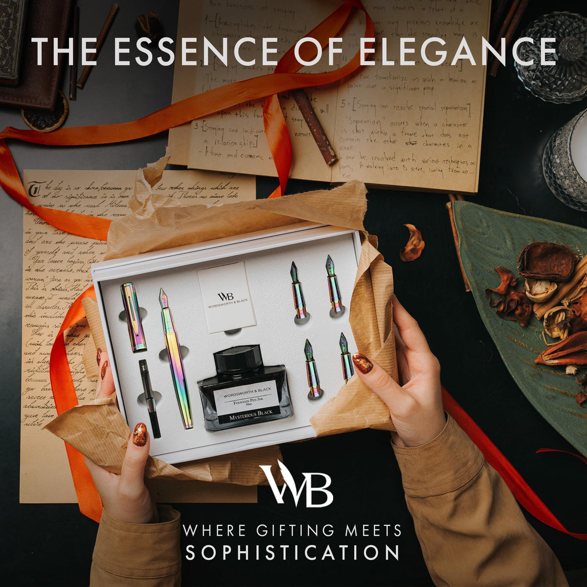 Wordsworth & Black LuxuryFountain Pen Set for Writing, 6 Nibs, Rainbow