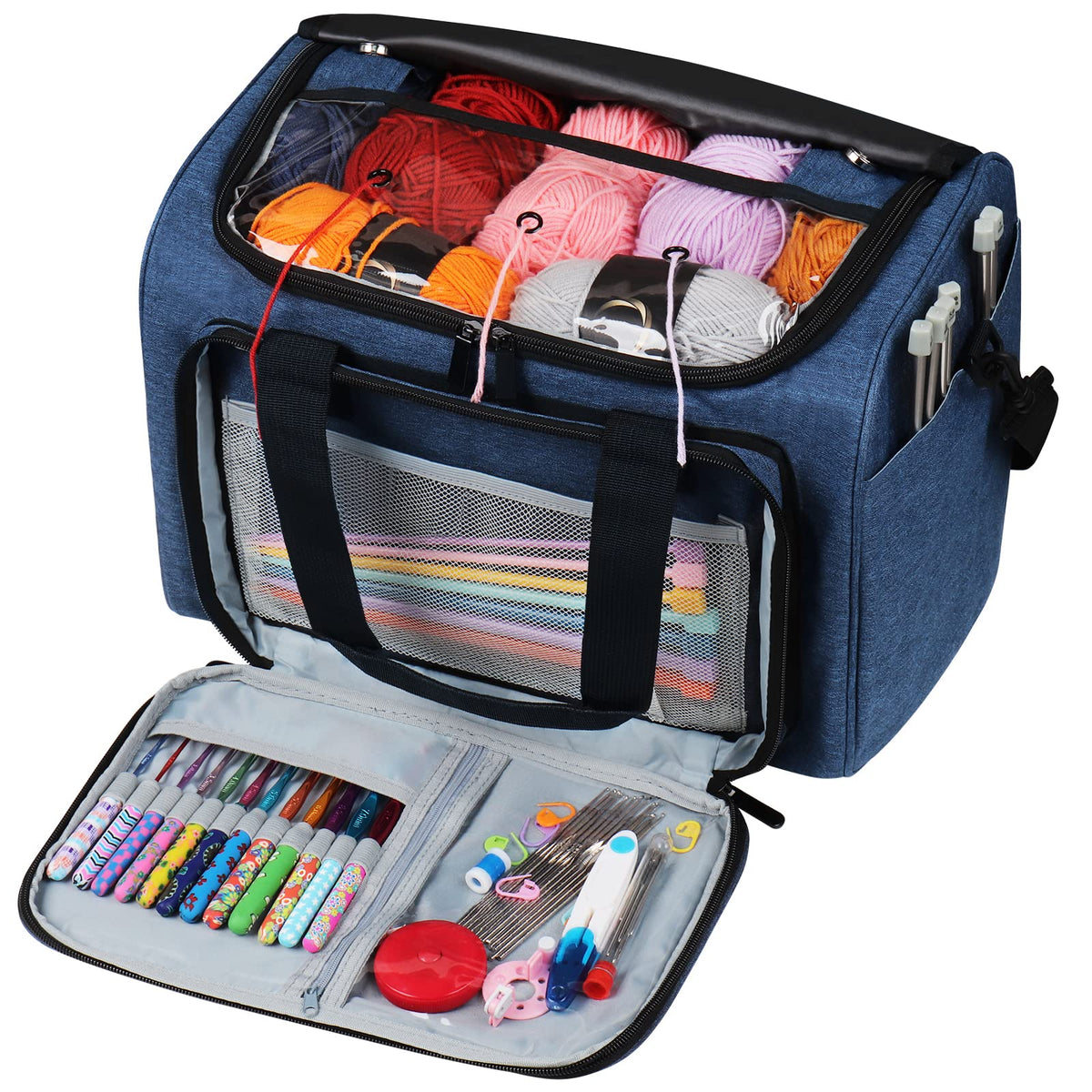 Coopay Large Knitting Bag Yarn Bag for Crochet, Yarn Tote Storage Organizer Portable Individual