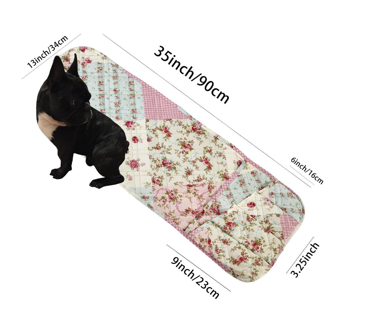 Brilliant Sunshine Pink & Green Roses Couch Armrest Cover, 35"×13"