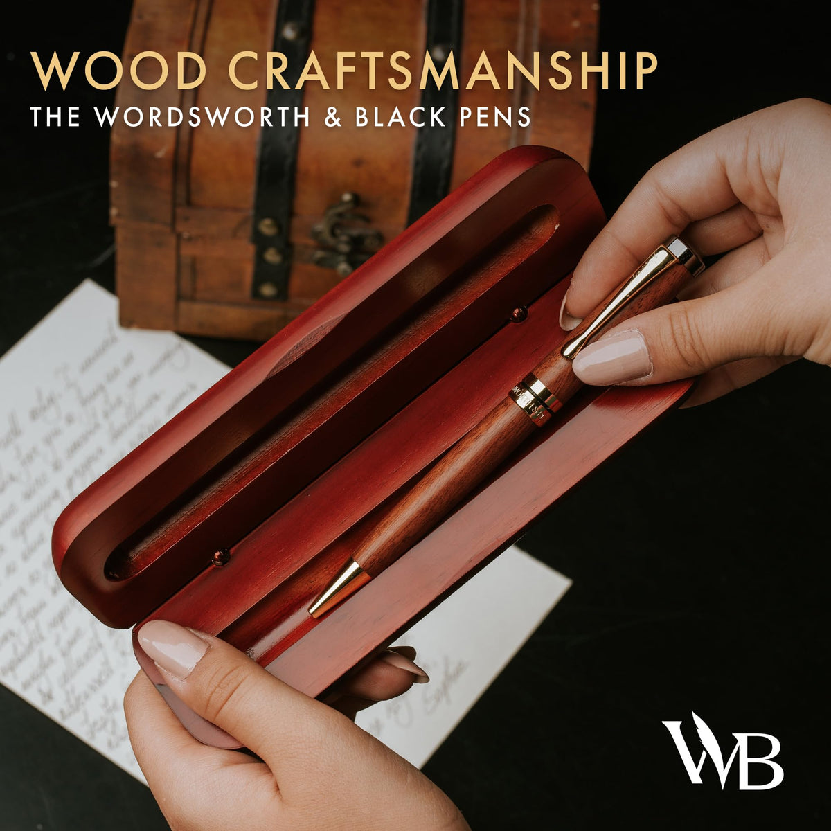 Wordsworth & Black Luxury Refillable Bamboo Wood Ballpoint Pen for Writing