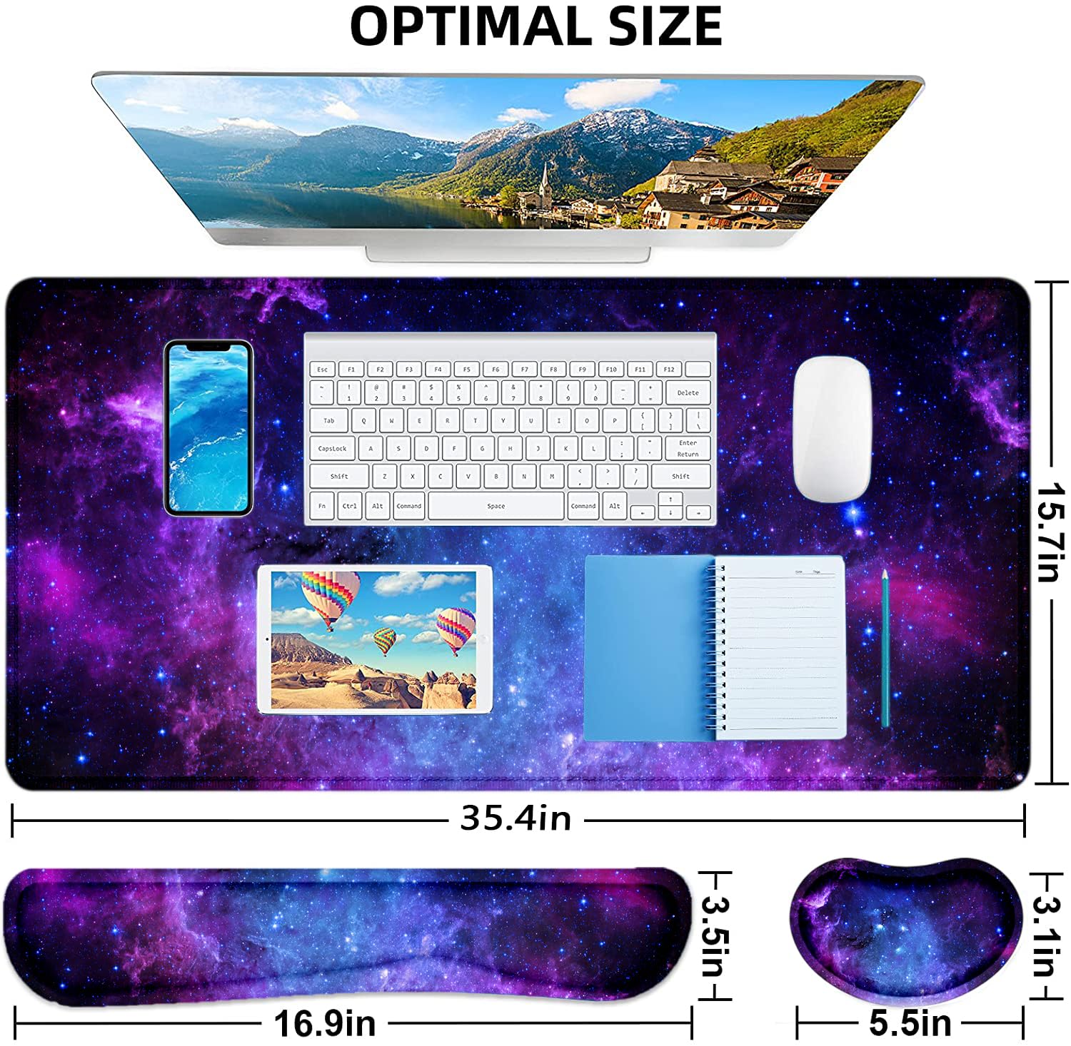 Lateefah Mouse Pad with Wrist Rest, Desk Mat + Keyboard Wrist Rest Set, Desk Pad for Keyboard and