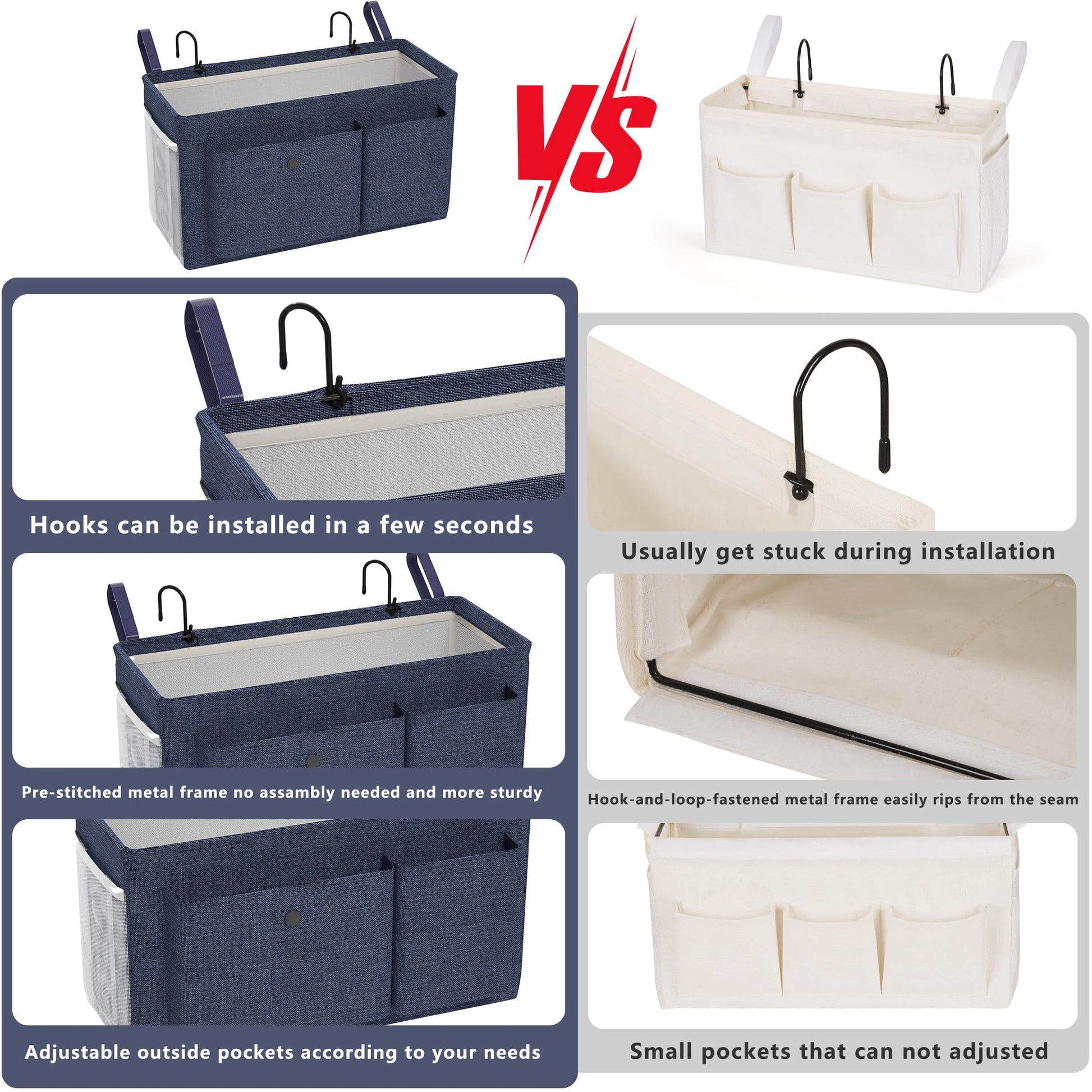 Bedside Caddy Bedside Storage Hanging Organizer for Bunk Dorm Bed Rail