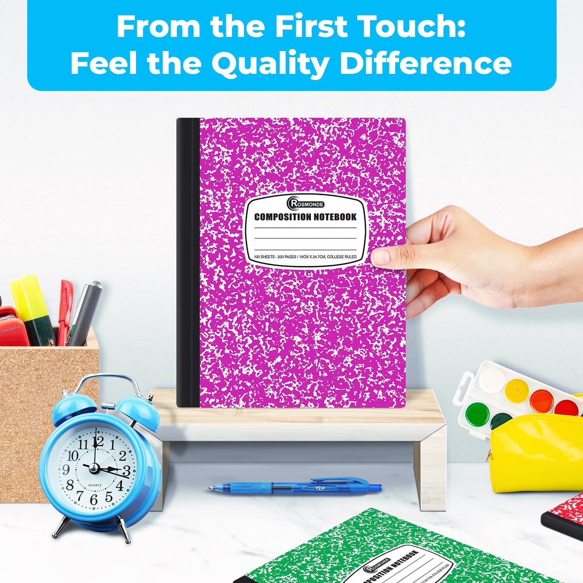 Rosmonde 12 Pack Bulk Composition Notebooks College Ruled, Assorted Colors