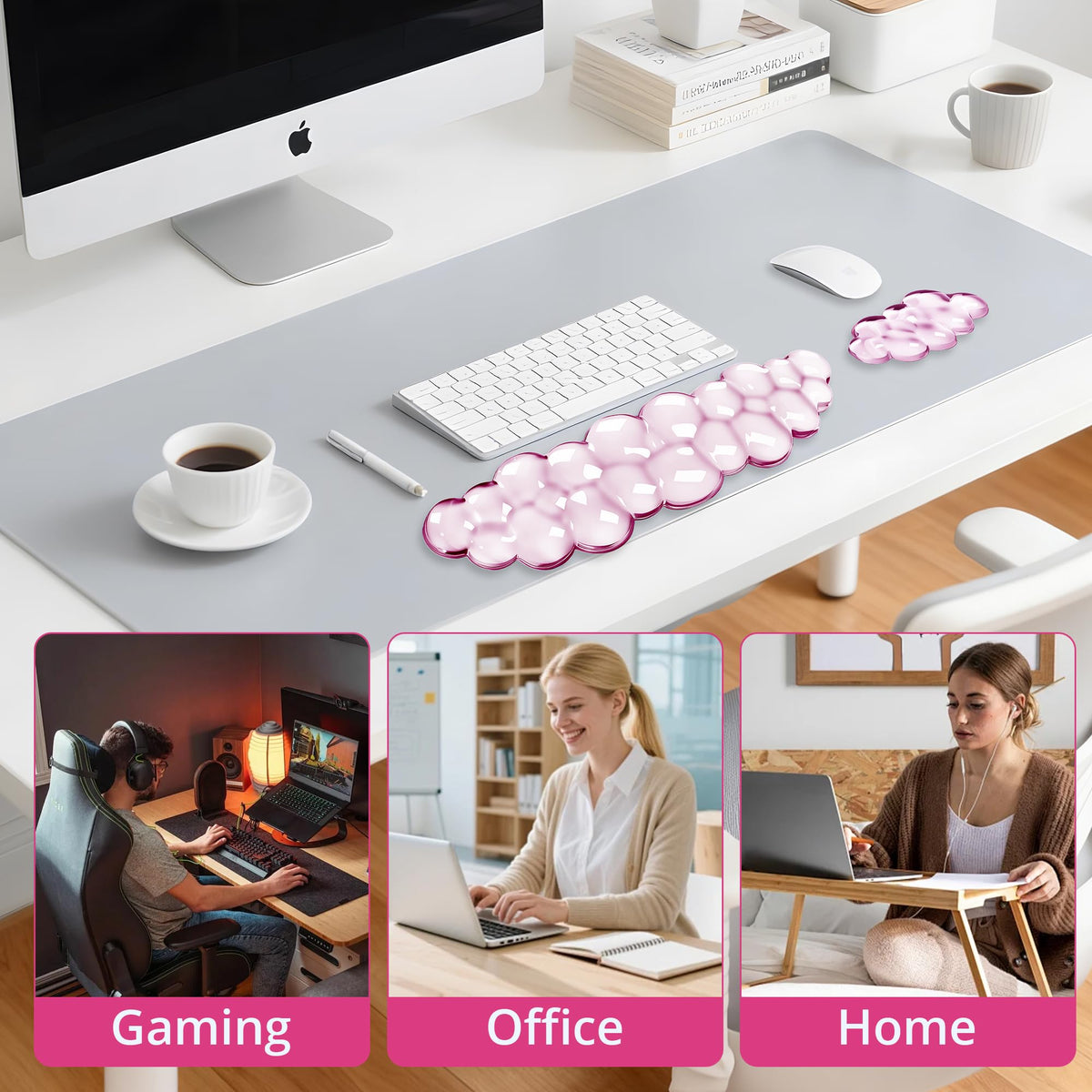 Cloud Wrist Rest Gel Set — Ergonomic Cloud Wrist Rest Keyboard and Mouse, Non-Slip Desk Accessories