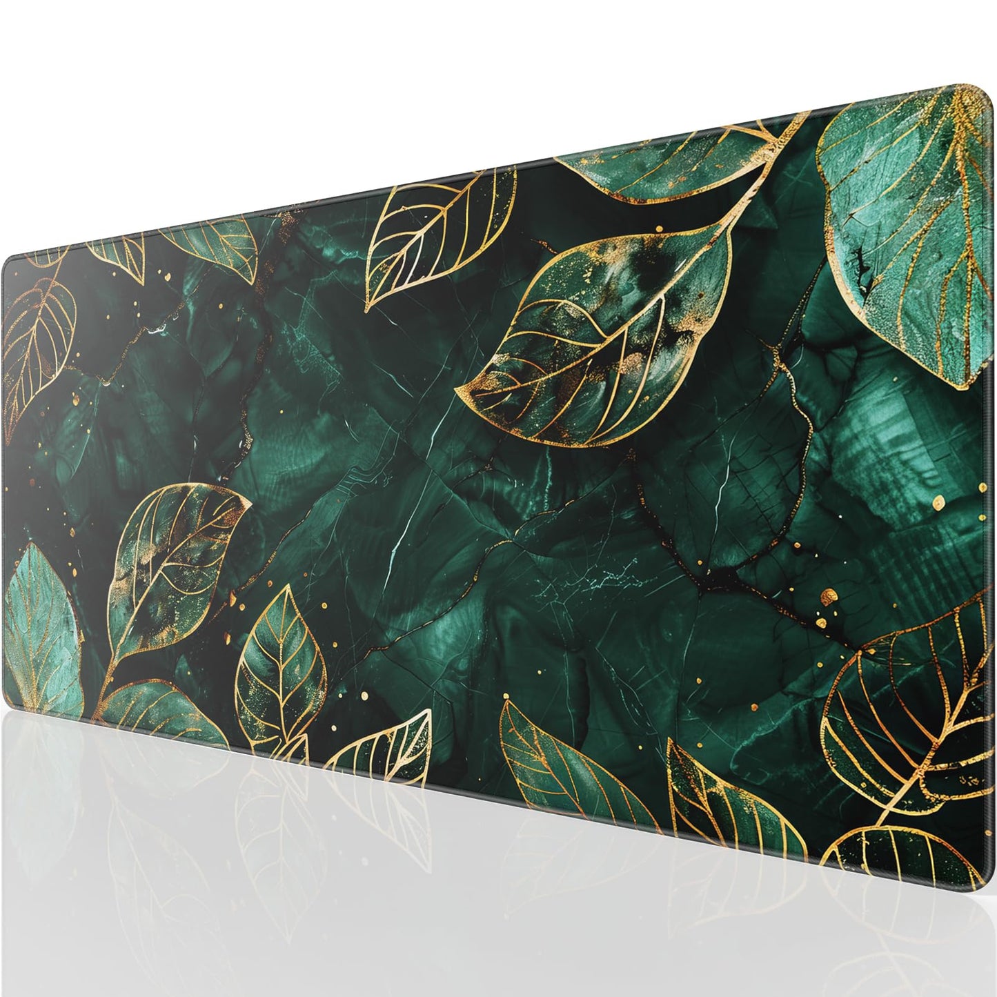 KTRIO Large Gaming Mouse Pad, Desk Mat, 31.5 x 15.7 in, Green Leaves, XXL