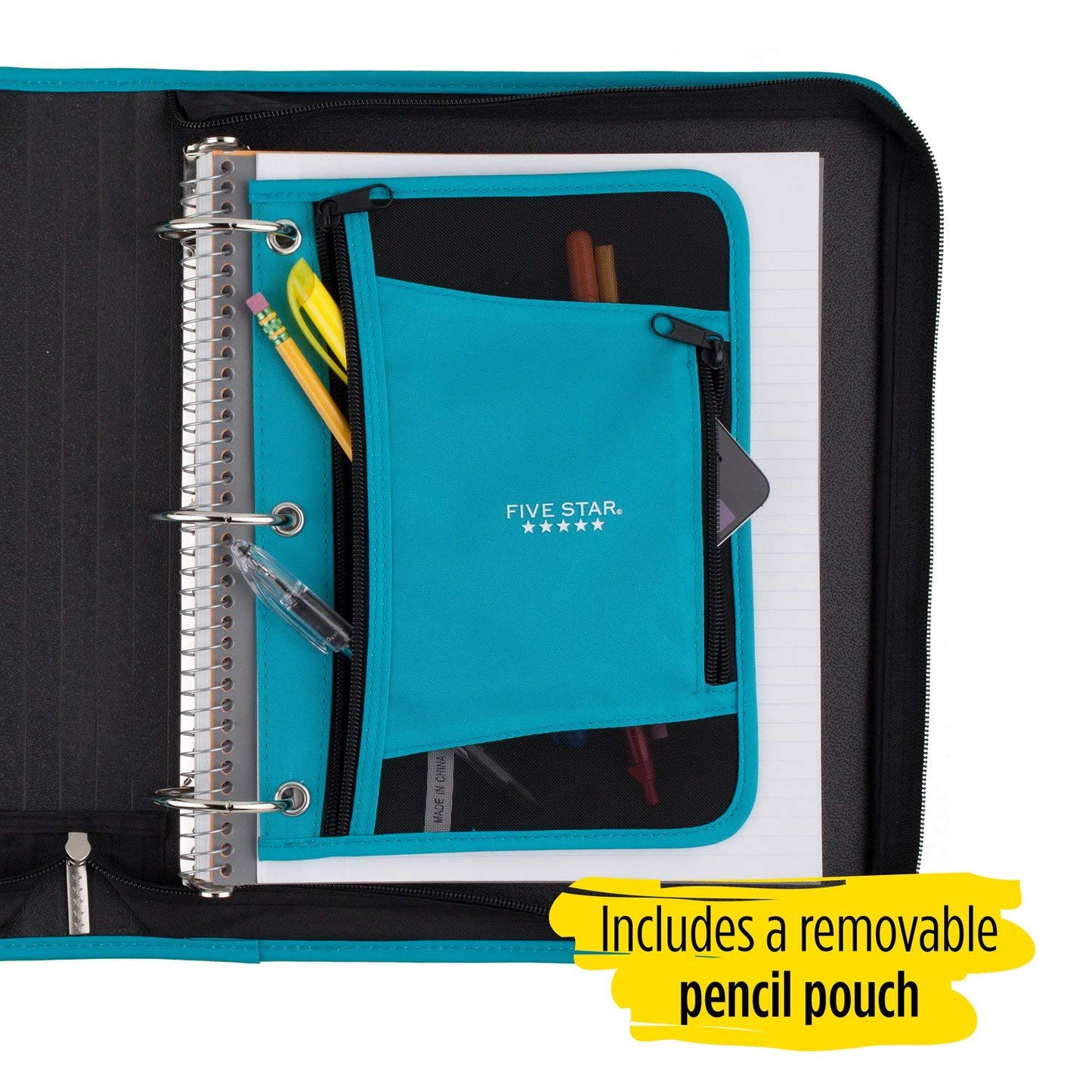 Five Star Zipper Binder, 2 Inch 3 Ring Binder, Xpanz Expandable with Interior Pockets, Assorted