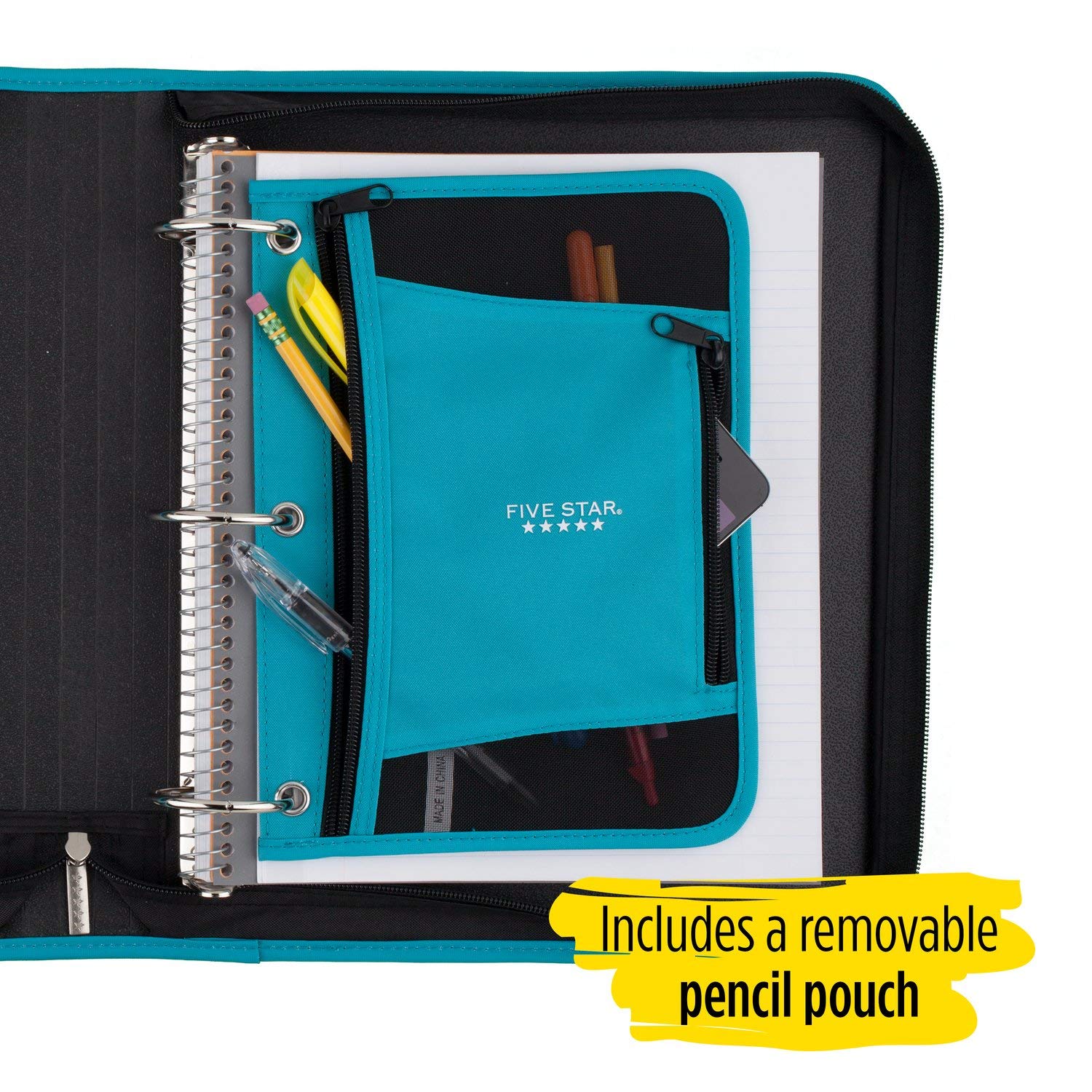 Five Star Zipper Binder, 2 Inch 3 Ring Binder, Xpanz Expandable with Interior Pockets, Assorted