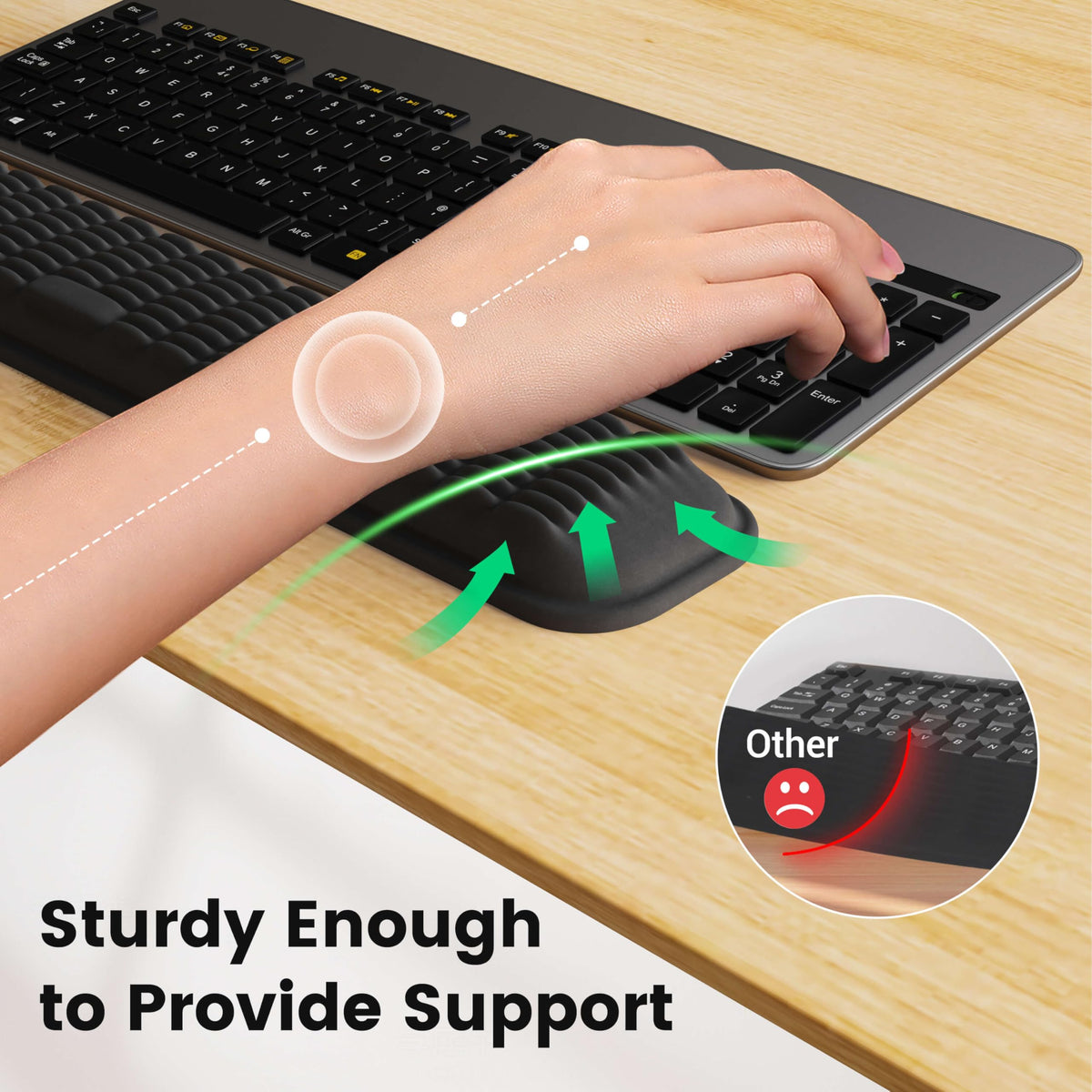 MEKASS Keyboard Wrist Rest, Soft Memory Foam Wrist Support for Keyboard, Arm Rest for Desk Wrist