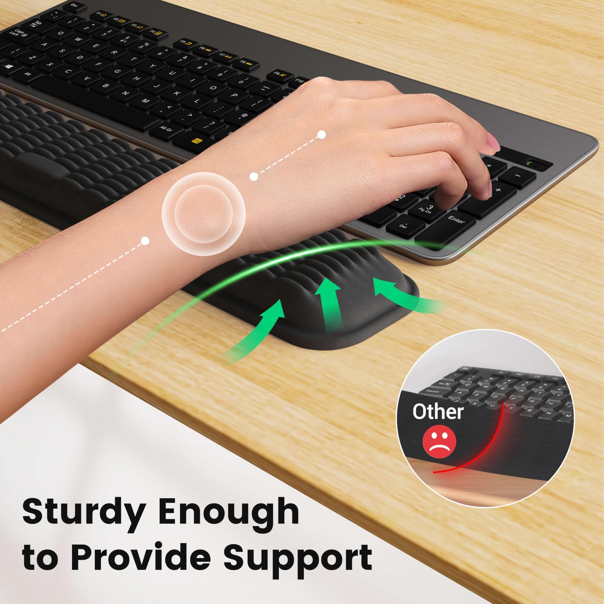 MEKASS Keyboard Wrist Rest, Soft Memory Foam Wrist Support for Keyboard, Arm Rest for Desk Wrist