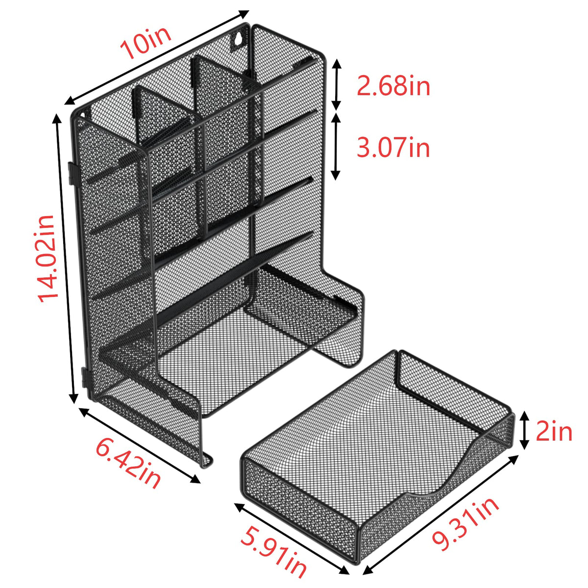 BOHDK Pen Organizer for Desk, Multi-Functional Desk Organizer, Wall Mount Pen Holder with Drawer