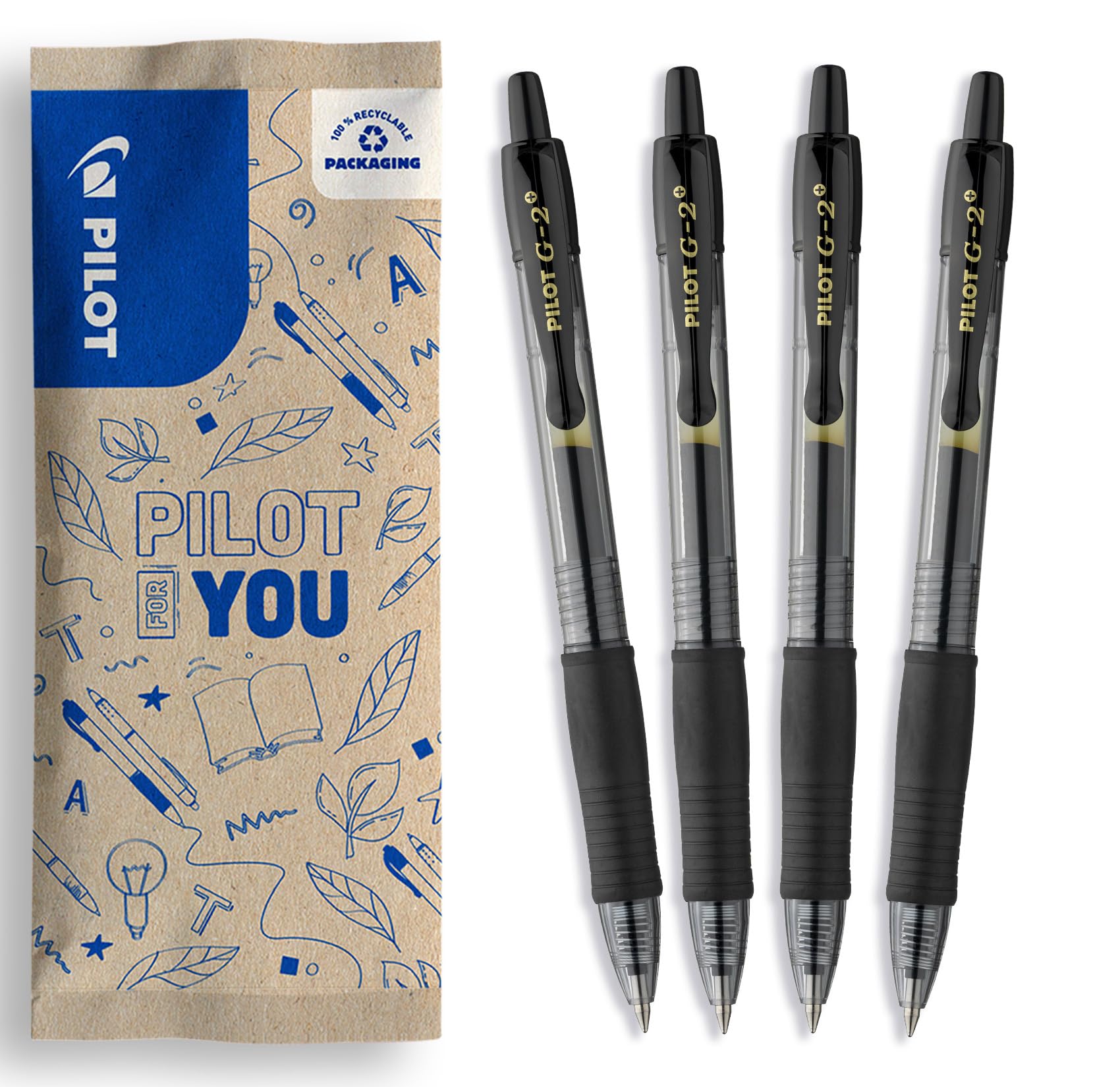 Pilot FLW538745 0.7 mm G207 Retractable Gel Rollerball Tip - Black (Pack of 4)