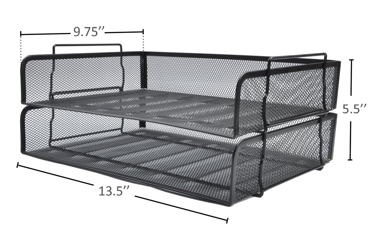 EASEPRES 2 Pack Stackable Desk Paper Tray, Metal Mesh Desktop Document Letter File Organizer for