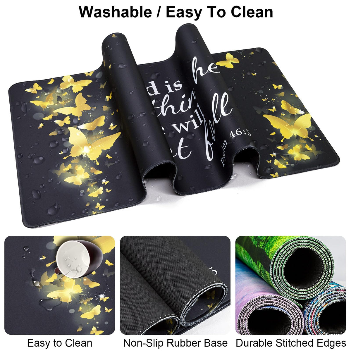 4 in 1 Mouse Pad and Keyboard Wrist Rest,Large Desk Mat,Coaster Set-Gold
