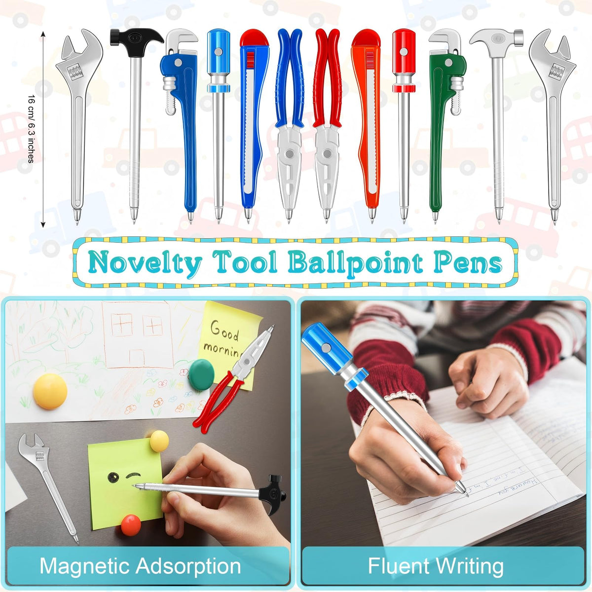 Zonon 24 Pieces Car Pens and Novelty Tool Ballpoint Colorful Ink Cute Racing Car Pens Cool Fun