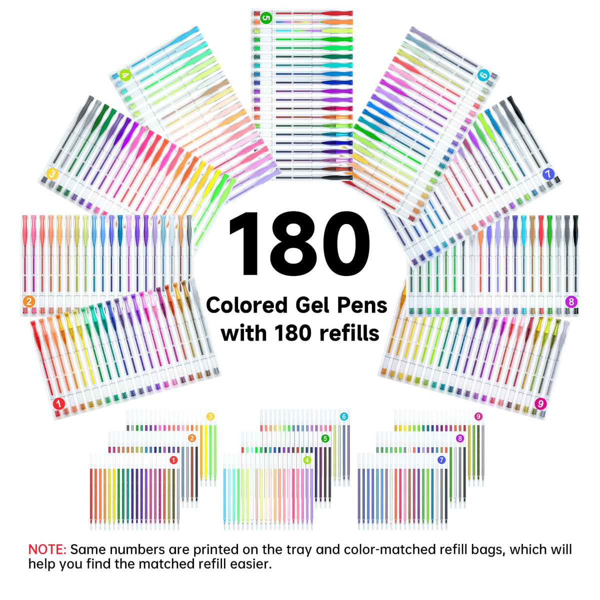 Shuttle Art 360 Pack Gel Pens Set, 180 Colors Gel Pen Set Plus 180 Color Refills Perfect for Adult