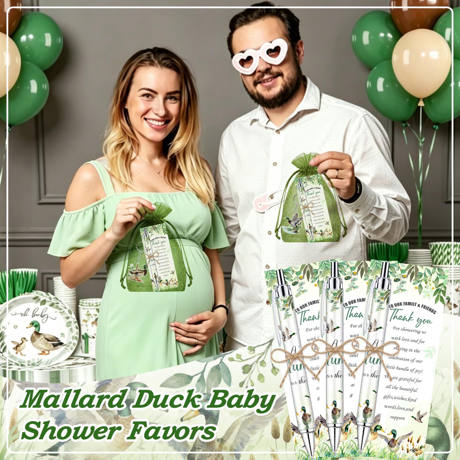 EYNDYN 145 Pieces Mallard Duck Baby Shower Gifts for Guest Duck Hunting Ballpoint Pens and
