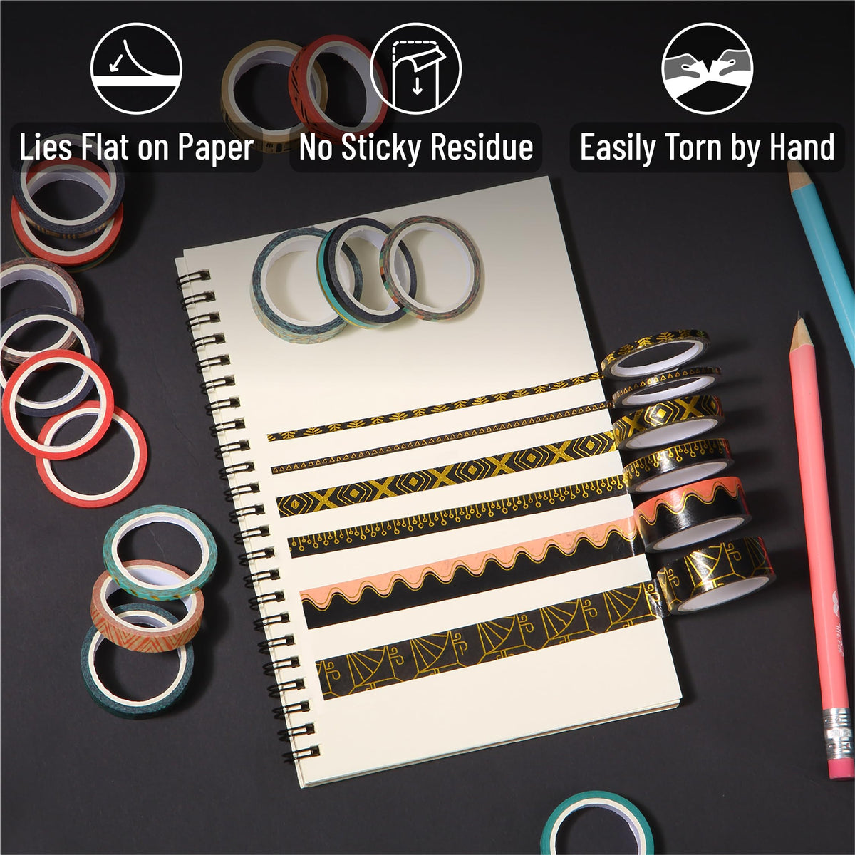 Mr. Pen- Washi Tape Set, 21 Rolls, Assorted Sizes, 5.5 Yards/Roll
