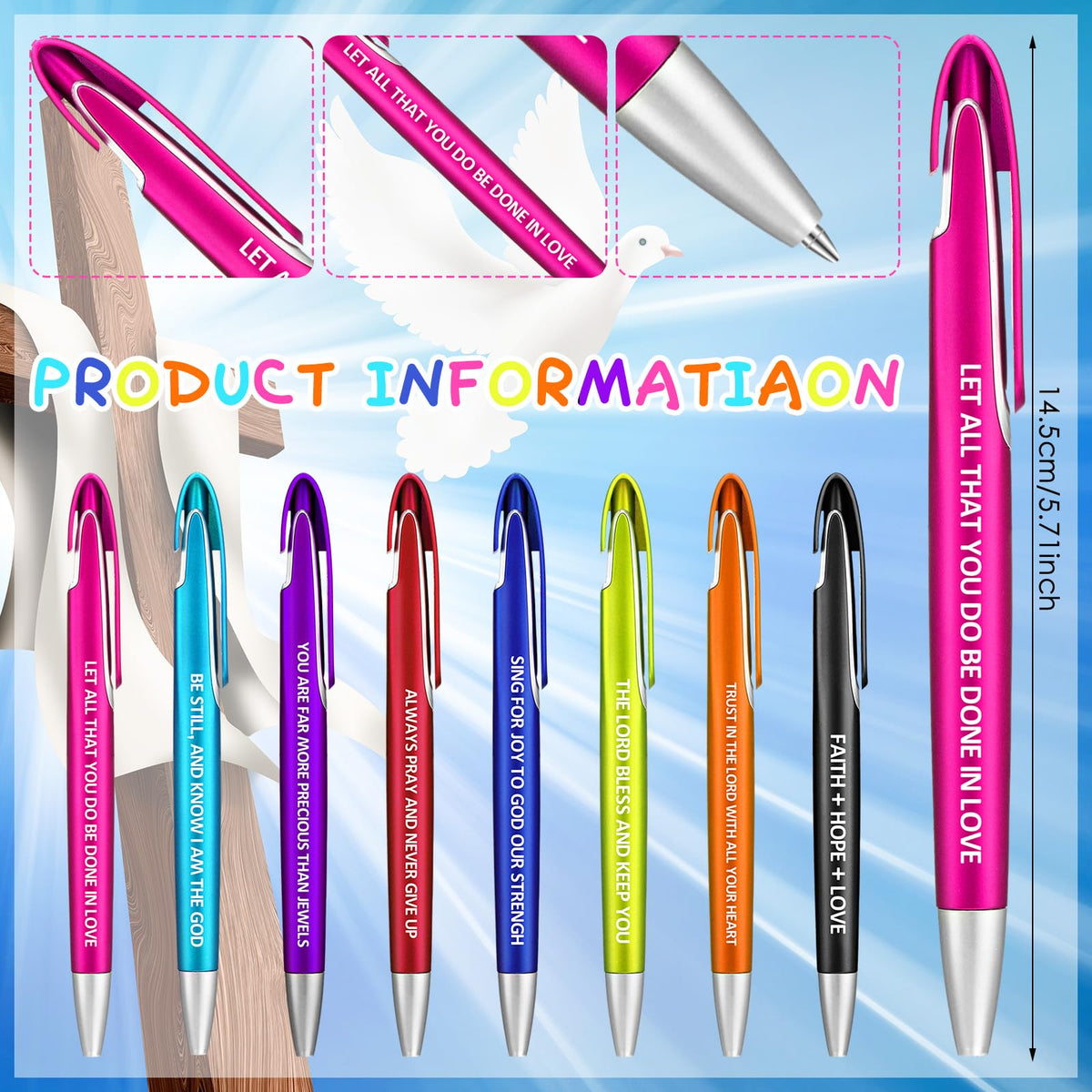 Lincia 100 Pcs Bible Verse Ballpoint Pens Bulk, Medium Point, Black Ink
