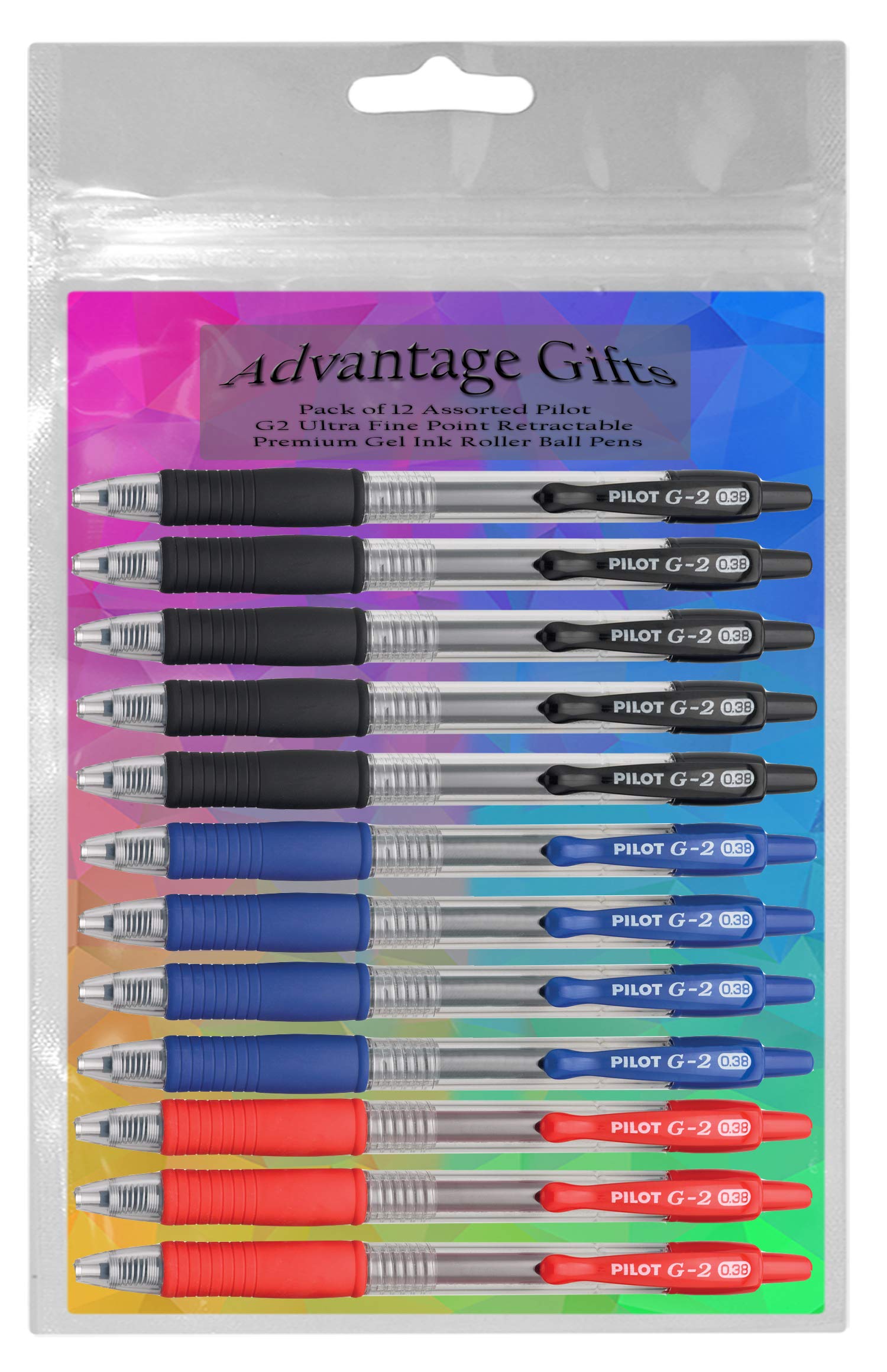 Advantage Gifts G2 Retractable Premium Gel Ink Roller Ball Pens Ultra Fine Point (.38mm)