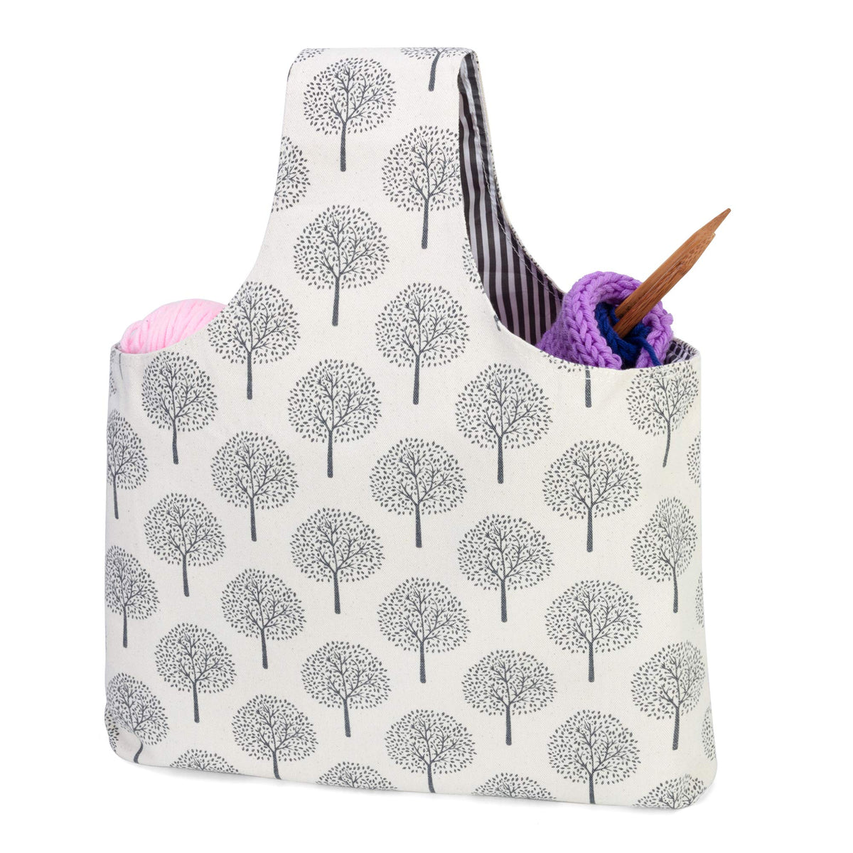 Teamoy Knitting Bag Tote, Travel Crochet Project Wrist Bag, Large, Tree