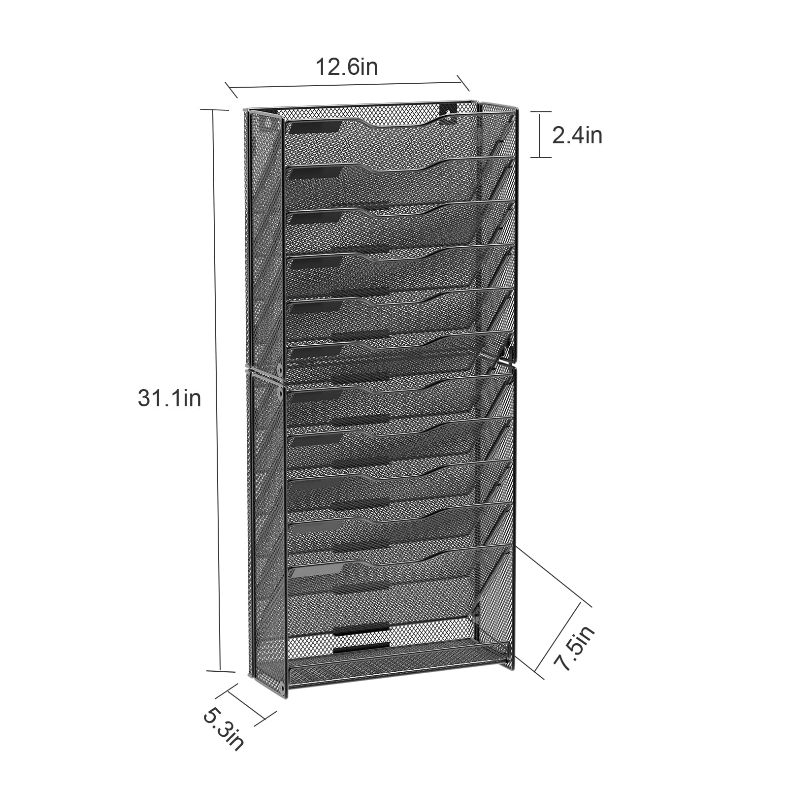 samstar 12 Tier Wall File Organizer, Hanging Wall Mount File Holder Paper Folder Mail Organizer