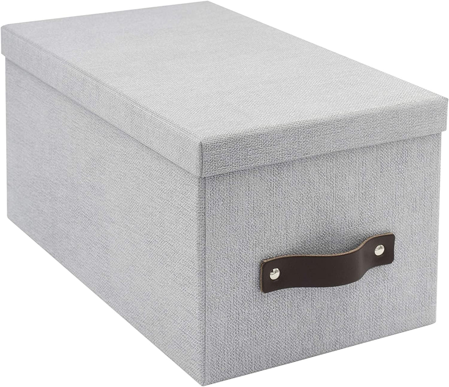 Bigso Box of Sweden Silvia Organizational Storage Box with Leather Handle for Shelves and Stacks