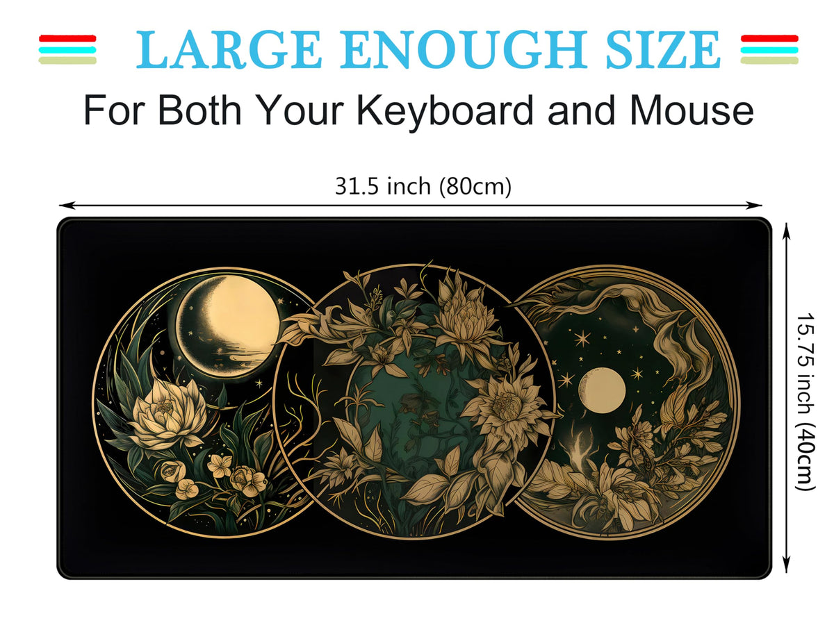 Aesthetic Celestial Desk Mat Vintage Flowers Desk Pad Large Mouse Pad Gaming Mousepad Extended XXL