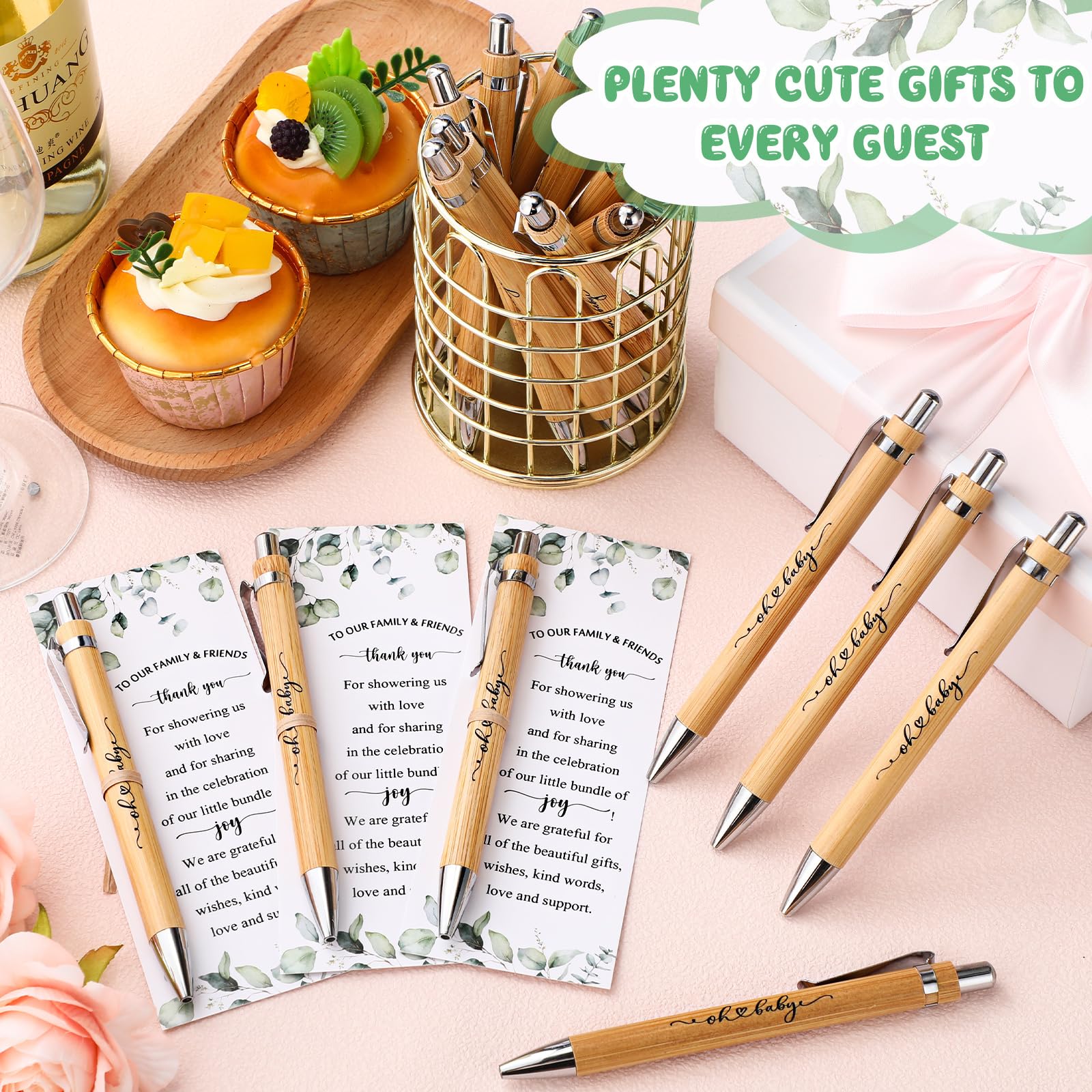 Yeaqee 100 Sets Greenery Baby Shower Pen Gifts for Guest