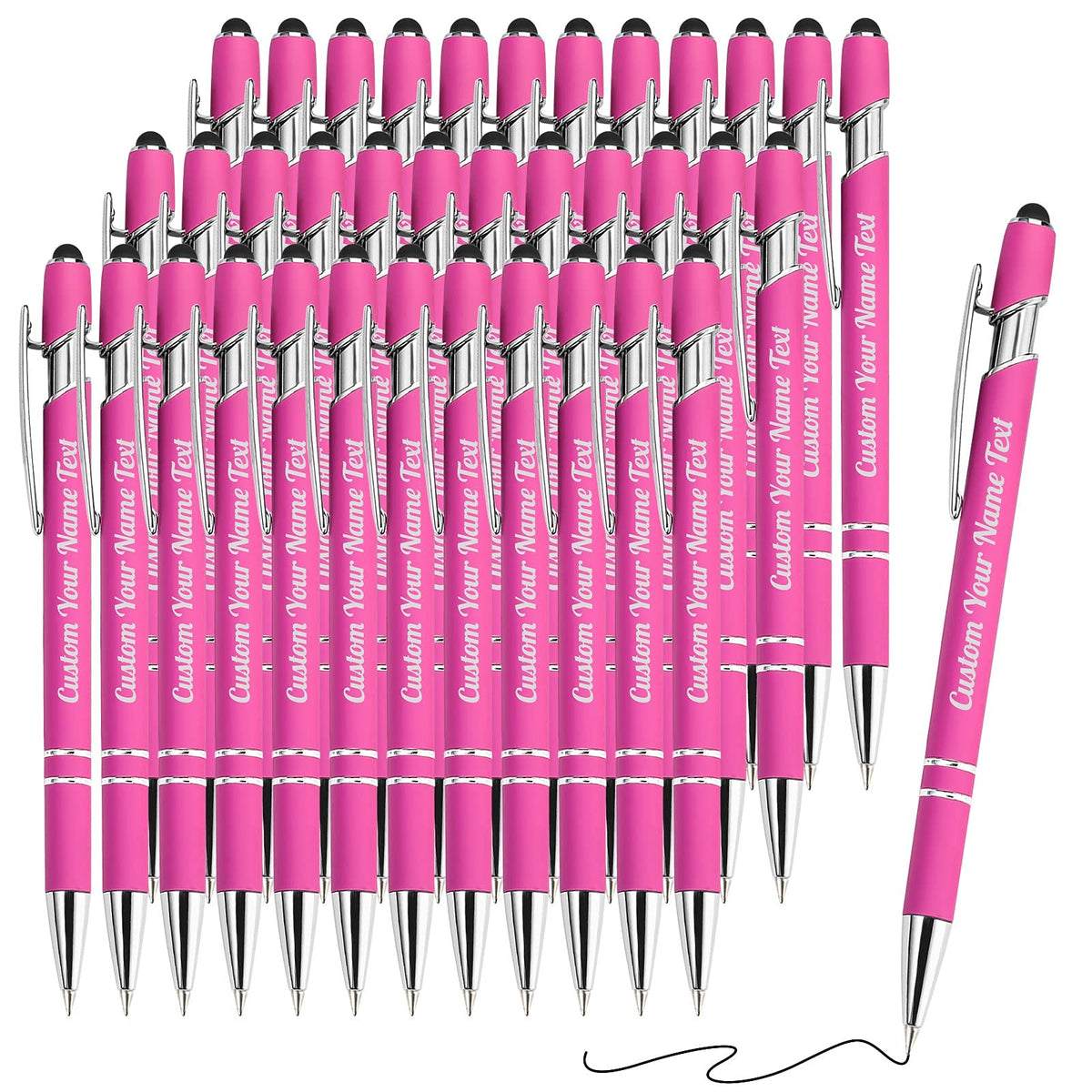 36PCS Personalized Pens Bulk with Name Free Engraving,Custom Ballpoint Pens with Stylus,Engraved